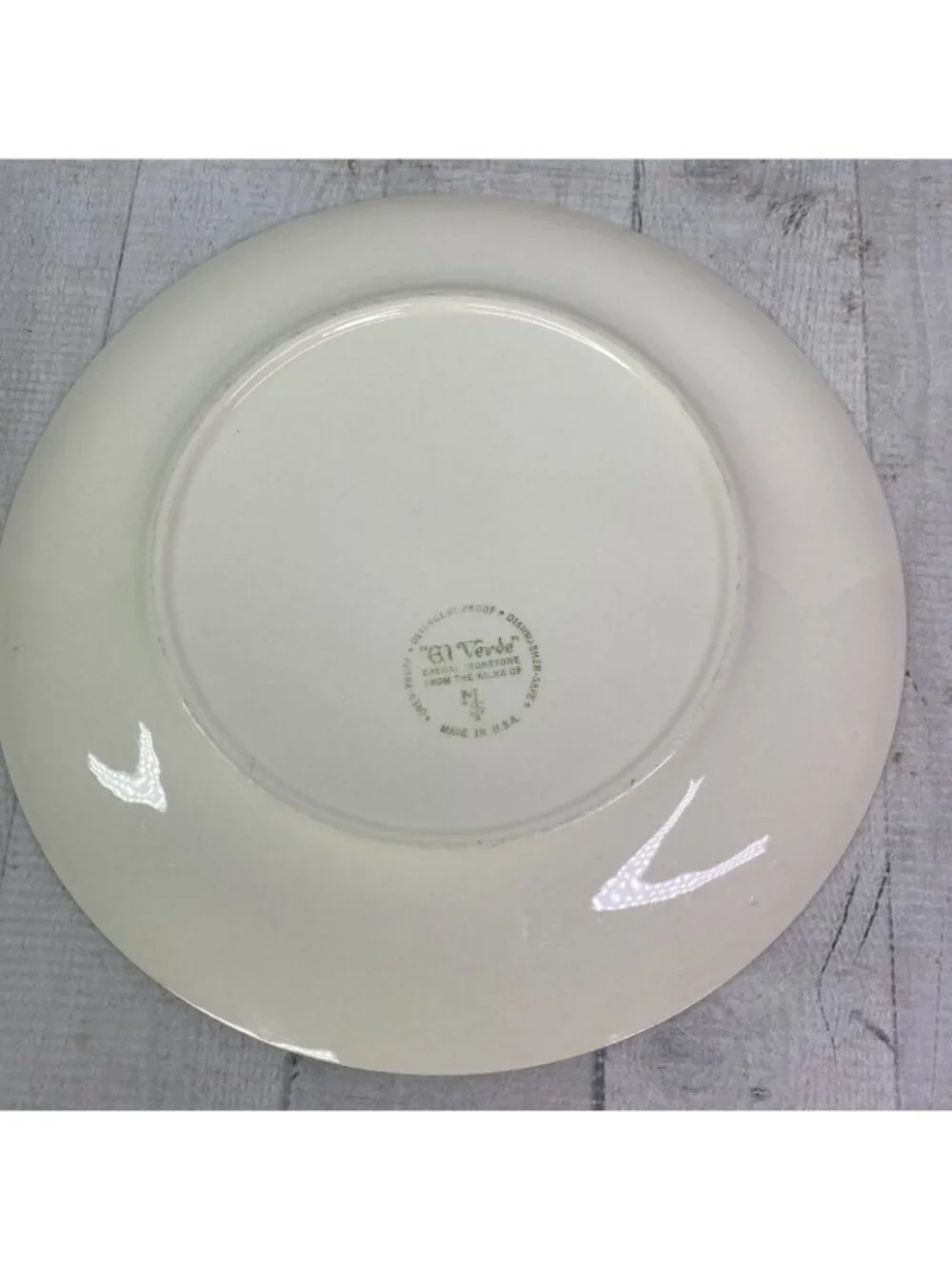 Vintage Max Schonfeld EL VERDE Green Swirl Spiral Ironstone Dinner Plates Set 5